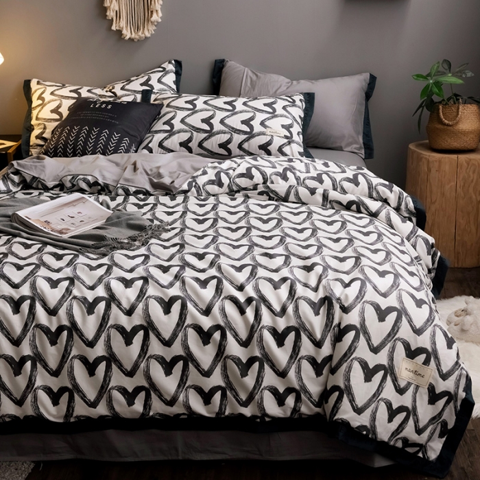 91家纺网 家纺一手货源 找家纺 静家居2024直播北欧织带拼接工艺款四件套北欧-爱情海