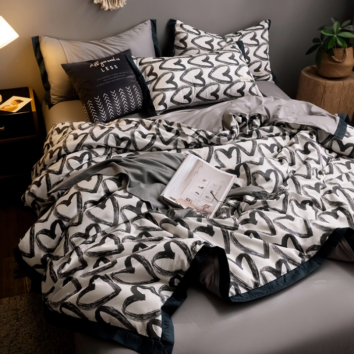 91家纺网 家纺一手货源 找家纺 静家居2024直播北欧织带拼接工艺款四件套北欧-爱情海