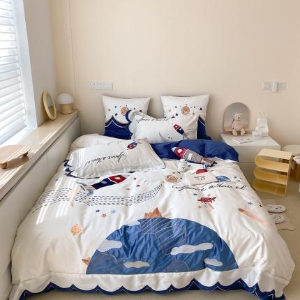 91家纺网 家纺一手货源 找家纺 西西家居 2021新款60支长绒棉四件套 星际2