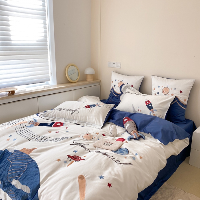 91家纺网 家纺一手货源 找家纺 西西家居 2021新款60支长绒棉四件套 星际2