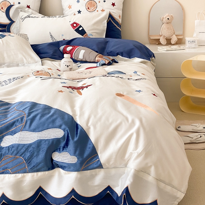 91家纺网 家纺一手货源 找家纺 西西家居 2021新款60支长绒棉四件套 星际2