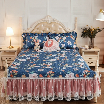 91家纺网 家纺一手货源 找家纺 （总）菊上家纺 2021新款小清新全棉蕾丝复古床裙