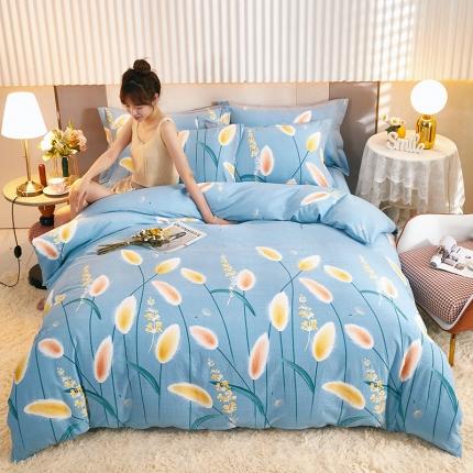 91家纺网 家纺一手货源 找家纺 雲归梦2021新款多规格全棉加厚生态磨毛四件套 绒花朵朵