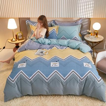 91家纺网 家纺一手货源 找家纺 雲归梦2021新款多规格全棉加厚生态磨毛四件套 水波物语