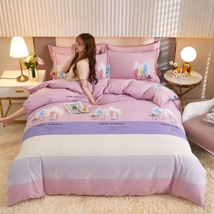 91家纺网 家纺一手货源 找家纺 雲归梦2021新款多规格全棉加厚生态磨毛四件套 幸福小世界