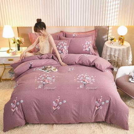 91家纺网 家纺一手货源 找家纺 雲归梦2021新款多规格全棉加厚生态磨毛四件套 叶蔓倾城