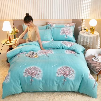 91家纺网 家纺一手货源 找家纺 雲归梦2021新款多规格全棉加厚生态磨毛四件套 枝繁叶茂绿