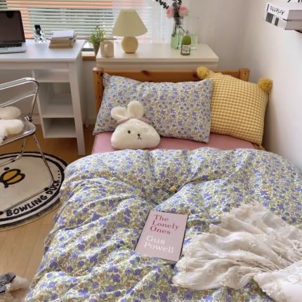 91家纺网 家纺一手货源 找家纺 三朵 2021全棉单人学生简约三件套 艾米