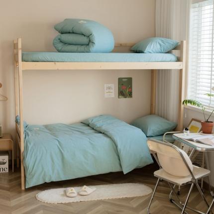 91家纺网 家纺一手货源 找家纺 寐眠 2021新款全棉水洗棉无印学生三件套四件套 苔藓绿纯色