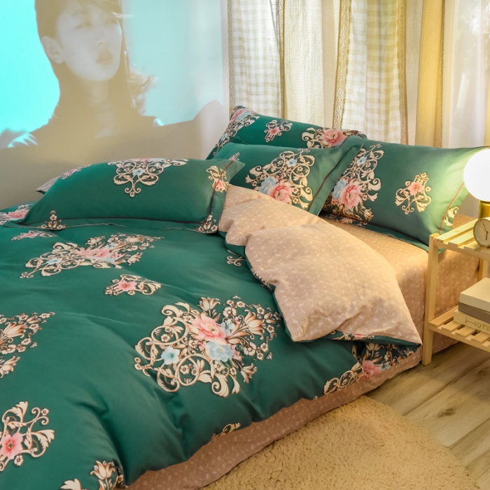 91家纺网 家纺一手货源 找家纺 雲归梦2021新款多规格全棉加厚生态磨毛四件套 欧式之风