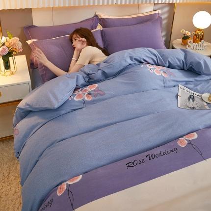 雲归梦2021新款多规格全棉加厚生态磨毛四件套 倾心玫瑰