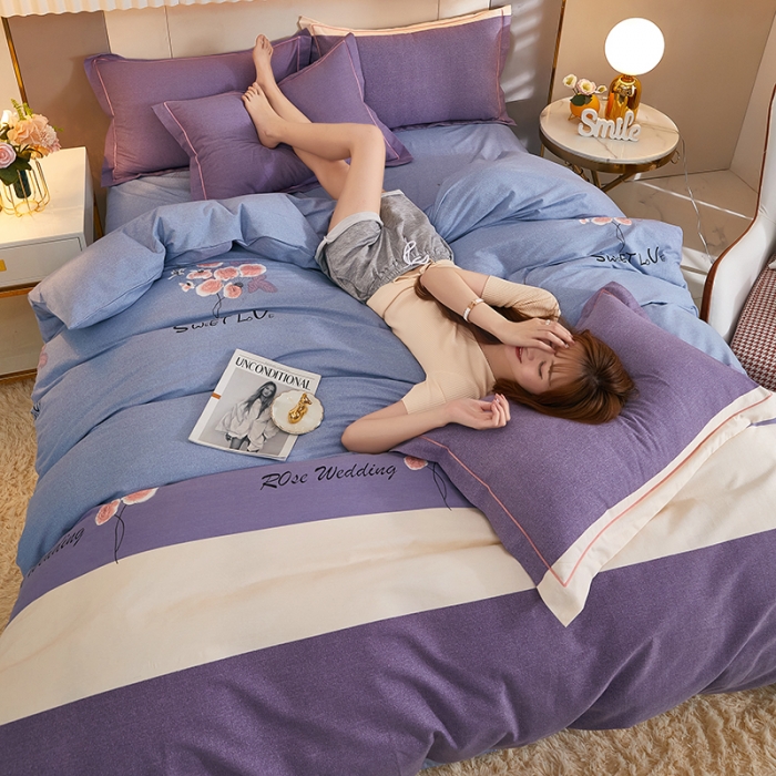 91家纺网 家纺一手货源 找家纺 雲归梦2021新款多规格全棉加厚生态磨毛四件套 倾心玫瑰