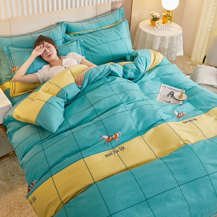 91家纺网 家纺一手货源 找家纺 雲归梦2021新款多规格全棉加厚生态磨毛四件套 天马行空