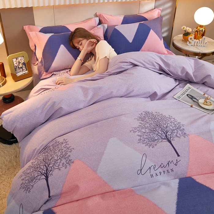 91家纺网 家纺一手货源 找家纺 雲归梦2021新款多规格全棉加厚生态磨毛四件套 幸福树