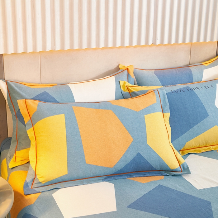 91家纺网 家纺一手货源 找家纺 雲归梦2021新款多规格全棉加厚生态磨毛四件套 炫彩几何