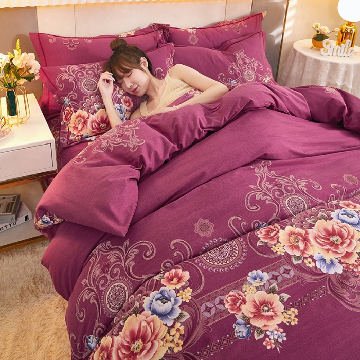 91家纺网 家纺一手货源 找家纺 雲归梦2021新款多规格全棉加厚生态磨毛四件套 绚烂花香