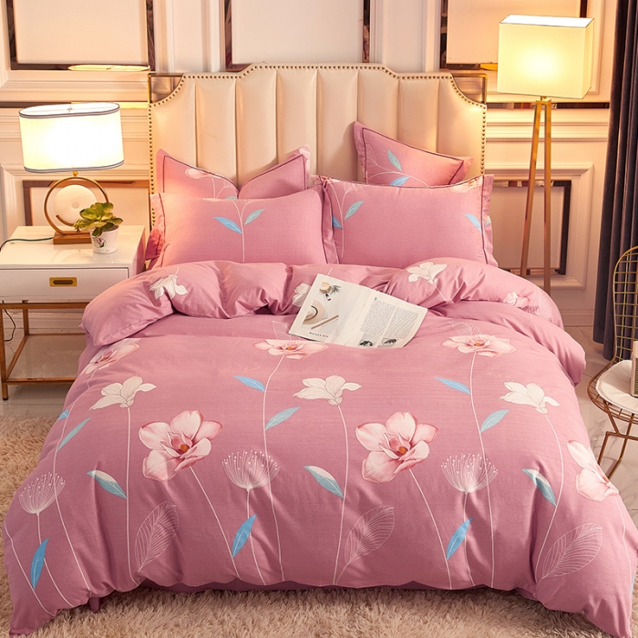 91家纺网 家纺一手货源 找家纺 雲归梦2021新款多规格全棉加厚生态磨毛四件套 悠悠花海-粉