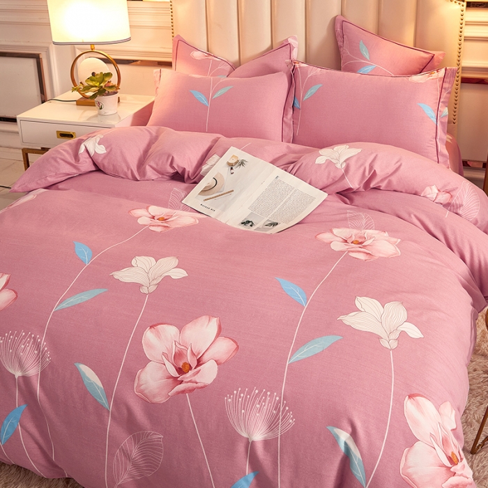 91家纺网 家纺一手货源 找家纺 雲归梦2021新款多规格全棉加厚生态磨毛四件套 悠悠花海-粉