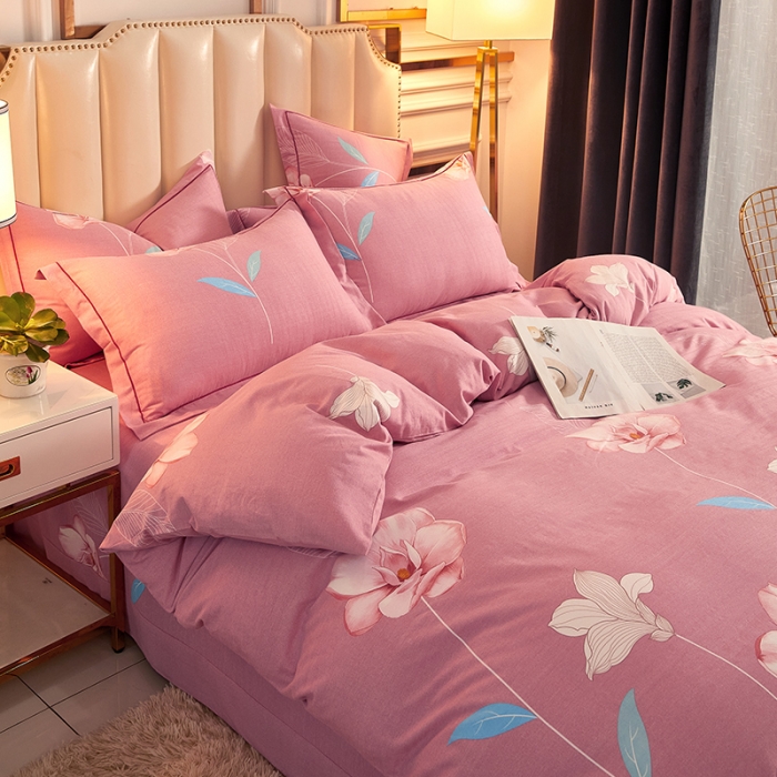 91家纺网 家纺一手货源 找家纺 雲归梦2021新款多规格全棉加厚生态磨毛四件套 悠悠花海-粉