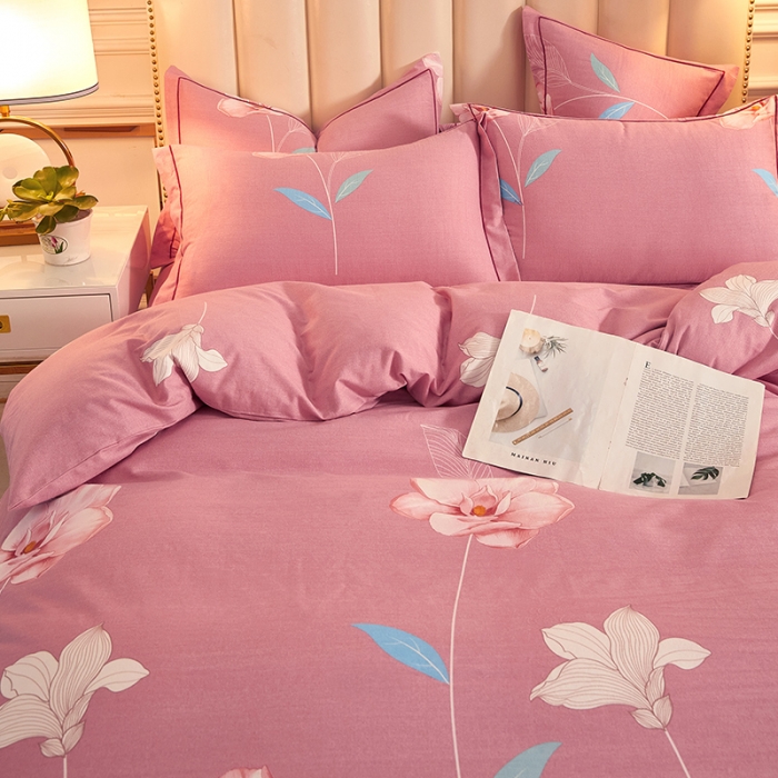 91家纺网 家纺一手货源 找家纺 雲归梦2021新款多规格全棉加厚生态磨毛四件套 悠悠花海-粉