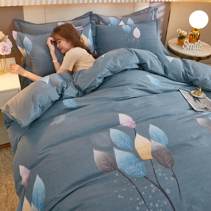 91家纺网 家纺一手货源 找家纺 雲归梦2021新款多规格全棉加厚生态磨毛四件套 羽叶