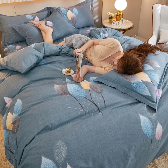 91家纺网 家纺一手货源 找家纺 雲归梦2021新款多规格全棉加厚生态磨毛四件套 羽叶