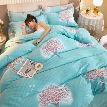 雲归梦2021新款多规格全棉加厚生态磨毛四件套 枝繁叶茂绿