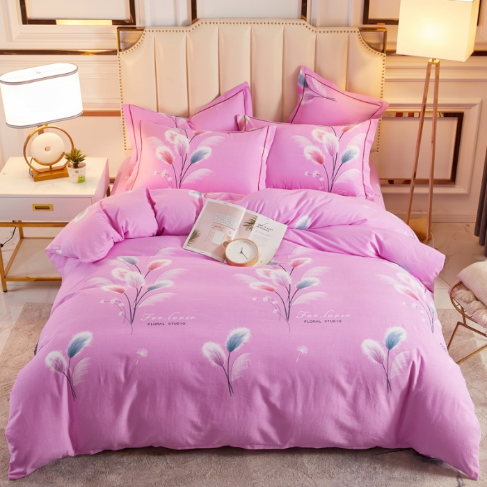 91家纺网 家纺一手货源 找家纺 雲归梦2021新款多规格全棉加厚生态磨毛四件套 追梦-粉