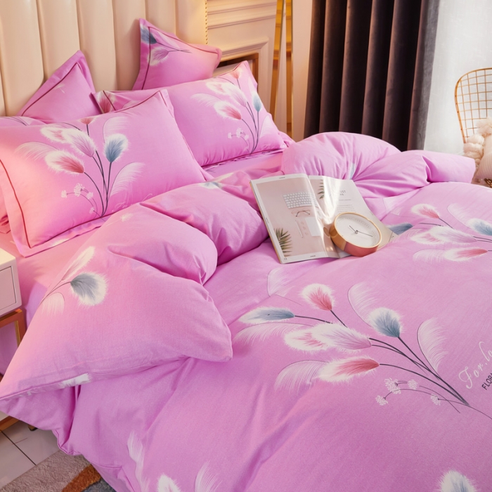 91家纺网 家纺一手货源 找家纺 雲归梦2021新款多规格全棉加厚生态磨毛四件套 追梦-粉