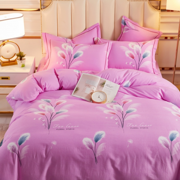 91家纺网 家纺一手货源 找家纺 雲归梦2021新款多规格全棉加厚生态磨毛四件套 追梦-粉