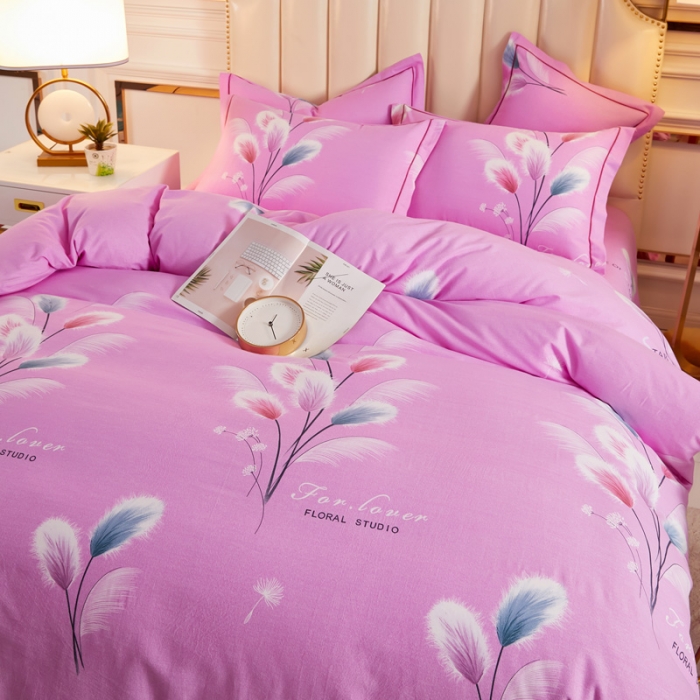 91家纺网 家纺一手货源 找家纺 雲归梦2021新款多规格全棉加厚生态磨毛四件套 追梦-粉