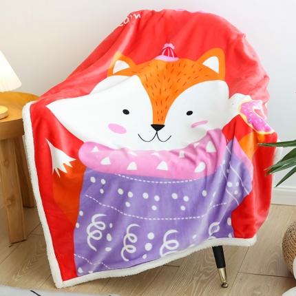 91家纺网 家纺一手货源 找家纺 茗婷家纺 2025款羊羔绒双层加厚保暖儿童毛毯云毯供外贸跨境亚马逊TRMU 小狐狸