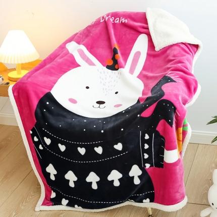 91家纺网 家纺一手货源 找家纺 茗婷家纺 2025羊羔绒儿童毯子卡通儿童毯 蘑菇兔