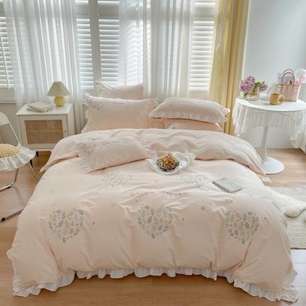 馨蕊2021秋冬新款全棉水洗棉高定系列四件套 花间舞-果粉