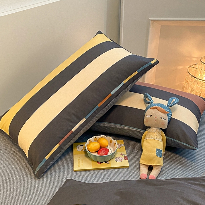 91家纺网 家纺一手货源 找家纺 晨希家居 2021新款13372全棉印花四件套彩条纹