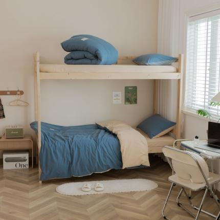 91家纺网 家纺一手货源 找家纺 （总）寐眠 2021纯色全棉新疆棉水洗双拼学生三件套