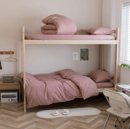 91家纺网 家纺一手货源 找家纺 （总）寐眠 2021纯色全棉新疆棉水洗双拼学生三件套