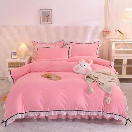 91家纺网 家纺一手货源 找家纺 芭比蔓 2024新款蕾丝公主风加厚款四件套 爱情海玉