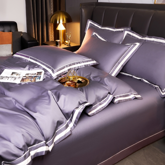 91家纺网 家纺一手货源 找家纺 芊寻家居 2024新款100支长绒棉御奢系列四件套 贵妃紫