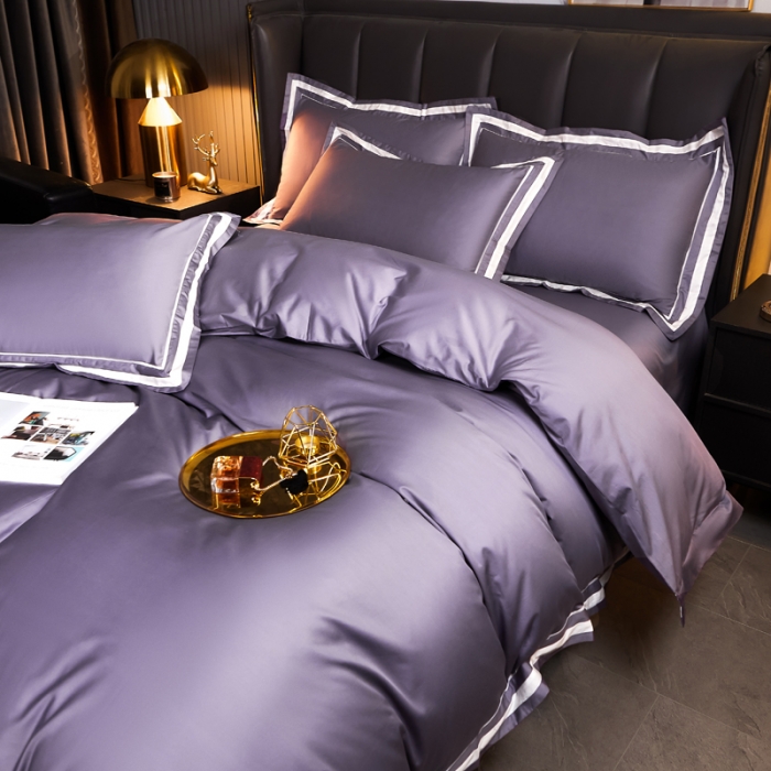 91家纺网 家纺一手货源 找家纺 芊寻家居 2024新款100支长绒棉御奢系列四件套 贵妃紫