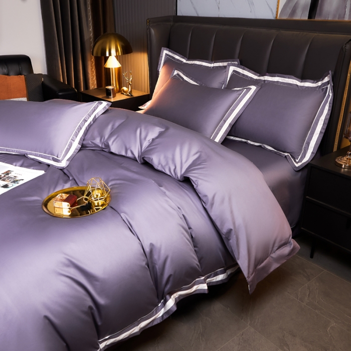 91家纺网 家纺一手货源 找家纺 芊寻家居 2024新款100支长绒棉御奢系列四件套 贵妃紫