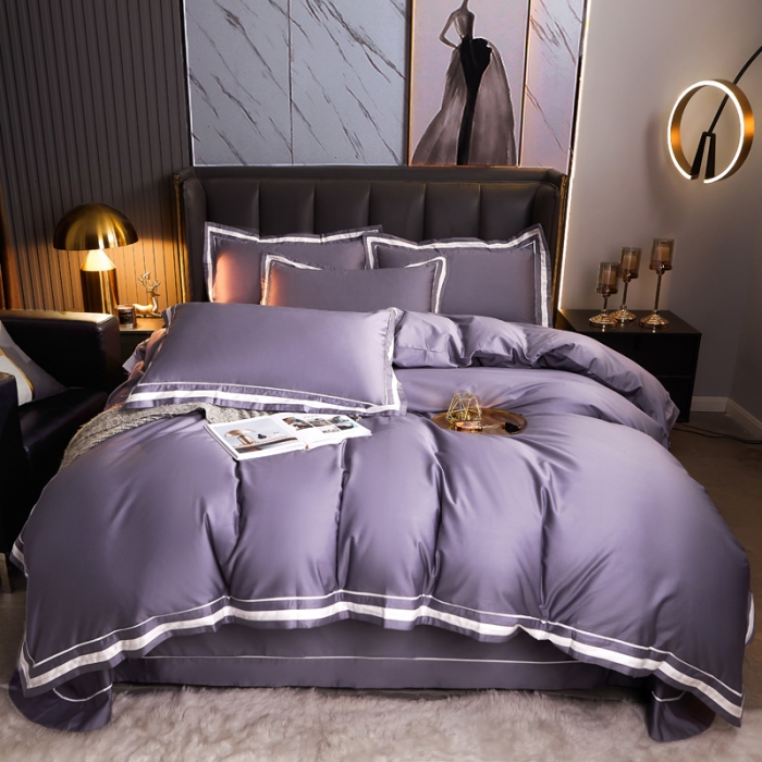 91家纺网 家纺一手货源 找家纺 芊寻家居 2024新款100支长绒棉御奢系列四件套 贵妃紫