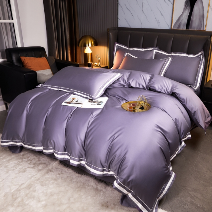 91家纺网 家纺一手货源 找家纺 芊寻家居 2024新款100支长绒棉御奢系列四件套 贵妃紫