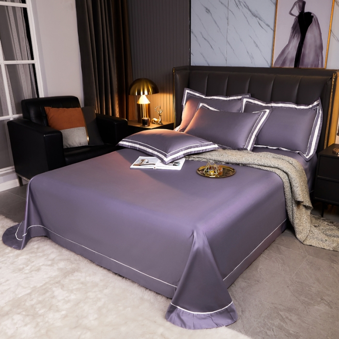 91家纺网 家纺一手货源 找家纺 芊寻家居 2024新款100支长绒棉御奢系列四件套 贵妃紫