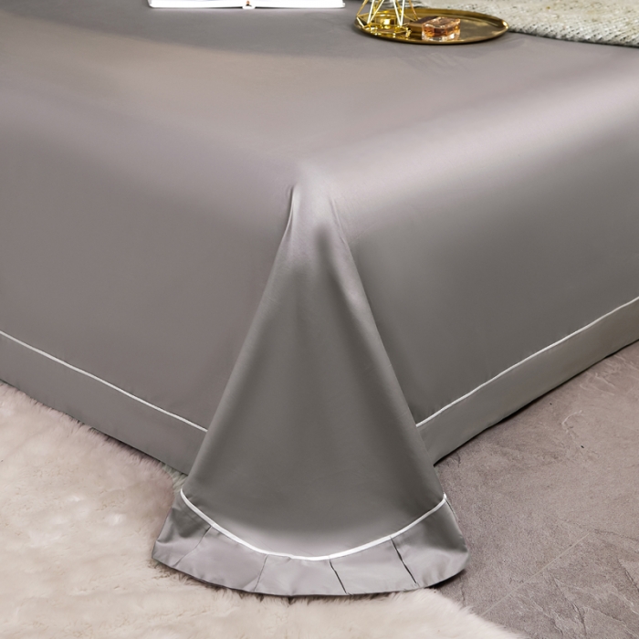 91家纺网 家纺一手货源 找家纺 芊寻家居 2024新款100支长绒棉御奢系列四件套 银灰