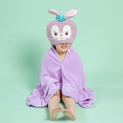 糖豆家纺 2021新款儿童斗篷带帽浴巾披风盖毯 紫色