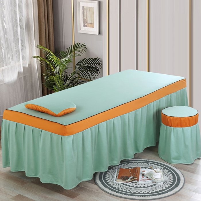 91家纺网 家纺一手货源 找家纺 不打烊家纺  2025新款梅花三弄美容床罩 浅绿色