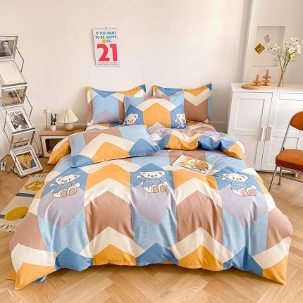 91家纺网 家纺一手货源 找家纺 （总）靓生活 2023新款AB磨毛版时尚小清新四件套