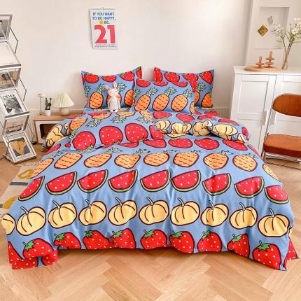 91家纺网 家纺一手货源 找家纺 （总）靓生活 2023新款AB磨毛版时尚小清新四件套