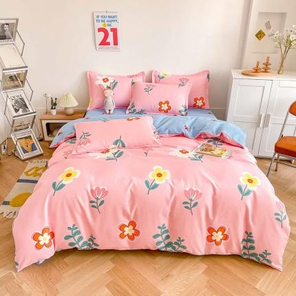 91家纺网 家纺一手货源 找家纺 （总）靓生活 2023新款AB磨毛版时尚小清新四件套